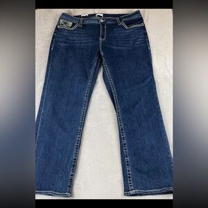 Vigoss womens dark wash blue denim straight leg jeans size 24